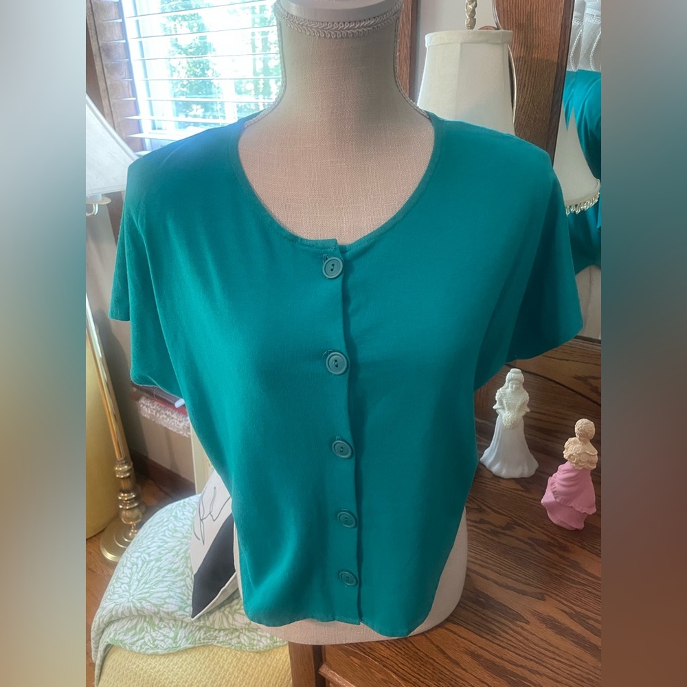 Turquoise Vintage Top with Shoulder Tops